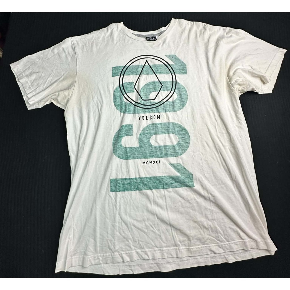 Volcom T-Shirt Mens XXL White Graphic Tee MCMXCI 1991 Skate Surf Shirt Stone...